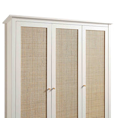 Nordic Rattan Triple Wardrobe with 2 Drawers, White