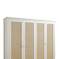 Nordic Rattan 4-Door Wardrobe with 2 Drawers, White