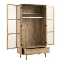 Regal Curved Rattan Double Wardrobe, Natural