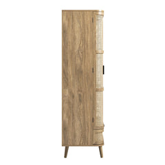 Regal Curved Rattan Double Wardrobe, Natural