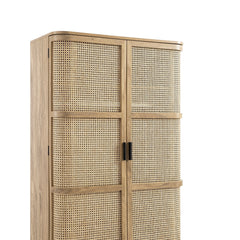 Regal Curved Rattan Double Wardrobe, Natural