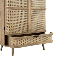 Regal Curved Rattan Double Wardrobe, Natural