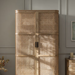 Regal Curved Rattan Double Wardrobe, Natural