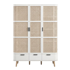 Regal Curved Rattan Triple Wardrobe, Natural