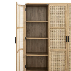 Regal Curved Rattan 4-Door Wardrobe, Natural
