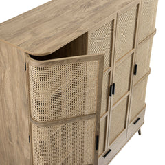 Regal Curved Rattan 4-Door Wardrobe, Natural