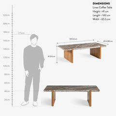 Tatvaacasa Noto Marble-Top Wooden Coffee Table