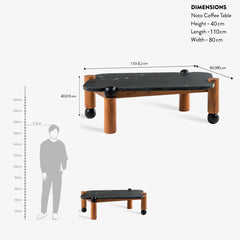 Noto Marble-Top Wooden Coffee Table