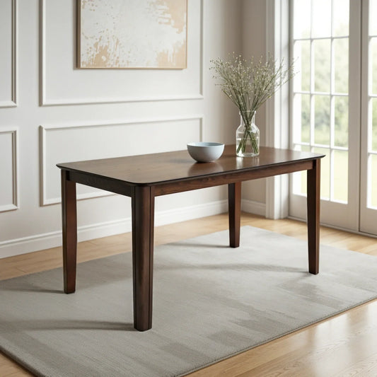 Tatvaacasa Modern Solid Wood Dining Table for Dining Room – Walnut Finish