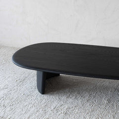 Tatvaacasa Black Wooden Oval Coffee Table