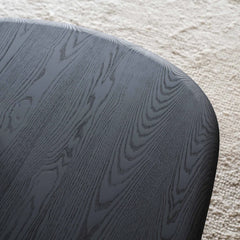Tatvaacasa Black Wooden Oval Coffee Table