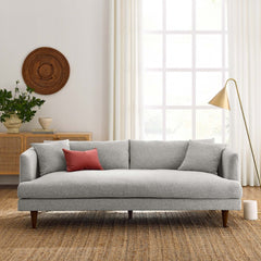 Tatvaacasa Modern Upholstered Sofa with Down-Blend Cushions & Tapered Wood Legs
