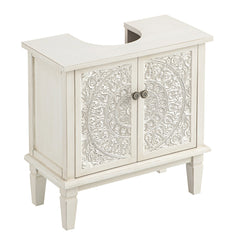 Signature Whitewashed Carved Bathroom Undersink Unit