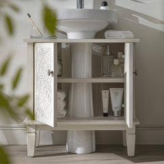 Signature Whitewashed Carved Bathroom Undersink Unit