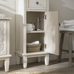 Signature Whitewashed Carved Bathroom Cupboard