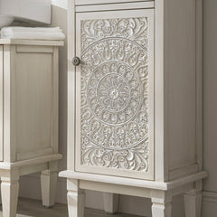 Signature Whitewashed Carved Bathroom Cupboard
