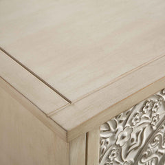 Signature Whitewashed Carved Small Sideboard