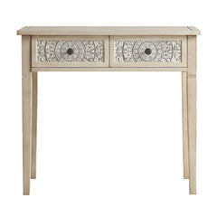 Signature Whitewashed Carved Console/ Dressing Table