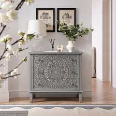 Signature Whitewashed Carved 3 Drawer Chest