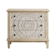 Signature Whitewashed Carved 3 Drawer Chest