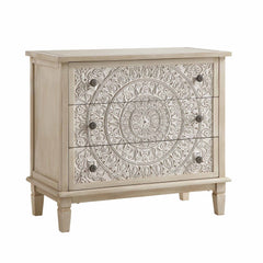 Signature Whitewashed Carved 3 Drawer Chest