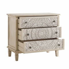 Signature Whitewashed Carved 3 Drawer Chest