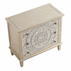 Signature Whitewashed Carved 3 Drawer Chest