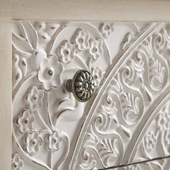 Signature Whitewashed Carved 3 Drawer Chest