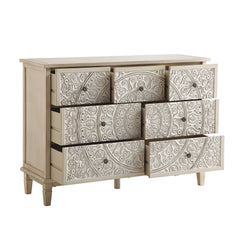 Signature Whitewashed Carved 3 over 4 Drawer Chest