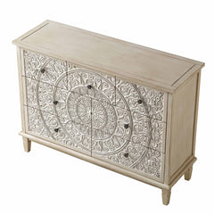 Signature Whitewashed Carved 3 over 4 Drawer Chest