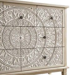 Signature Whitewashed Carved 3 over 4 Drawer Chest