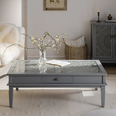 Signature Whitewashed Coffee Table with Drawers