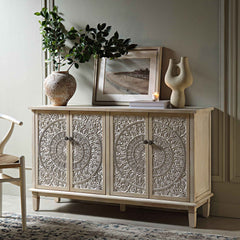 Signature Whitewashed Carved Large Sideboard