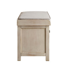 Signature Whitewashed Carved Storage Bench
