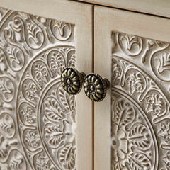 Signature Whitewashed Carved Storage Bench