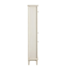 Signature Whitewashed Carved Bathroom Tallboy Cabinet