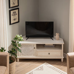 Signature Whitewashed Corner TV Unit
