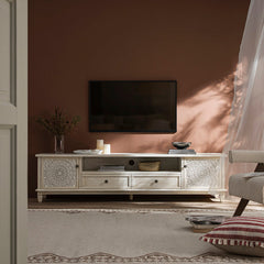 Signature Whitewashed 200cm Wide TV Unit