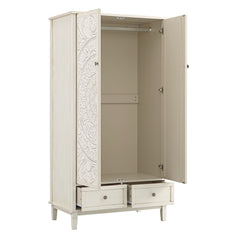 Signature Whitewashed Carved Double Wardrobe