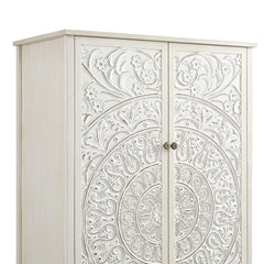 Signature Whitewashed Carved Double Wardrobe