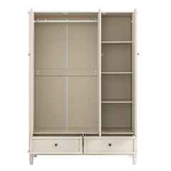Signature Whitewashed Carved Triple Wardrobe