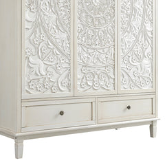 Signature Whitewashed Carved Triple Wardrobe