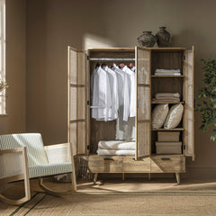 Regal Curved Rattan Triple Wardrobe, Natural