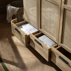 Regal Curved Rattan Triple Wardrobe, Natural