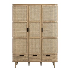 Regal Curved Rattan Triple Wardrobe, Natural