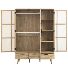 Regal Curved Rattan Triple Wardrobe, Natural