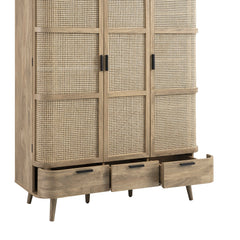 Regal Curved Rattan Triple Wardrobe, Natural
