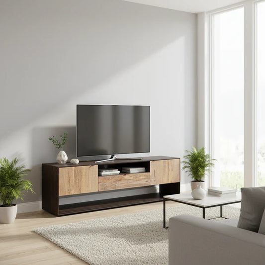 Tatvaacasa Modern Wooden TV Unit with Storage
