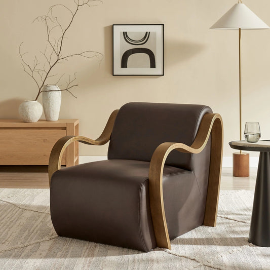 Tatvaacasa Modern Leather Accent Armchair