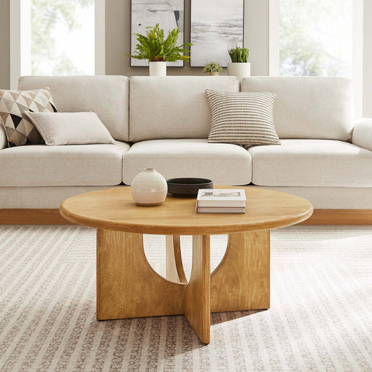 Tatvaacasa Round 34" Coffee Table in Walnut